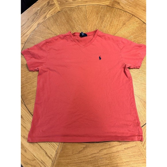 Polo Ralph Lauren Men’s Tshirt Red Size Medium Navy Blue Pony Logo - Picture 1 of 6